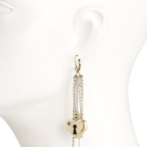 Betsey Johnson Gold and Silver Heart Drop Earrings